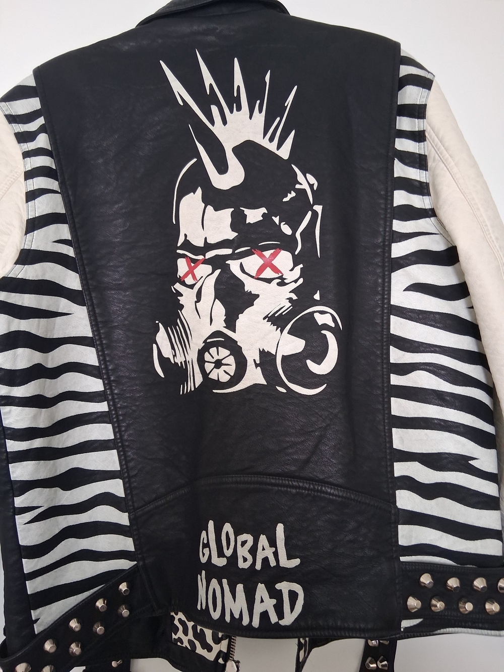 Cult of Individuality Black White Zebra-Panel Punk Graphic Jacket Sz XL!